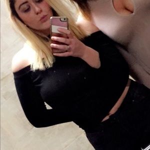 Black off the shoulder blouse